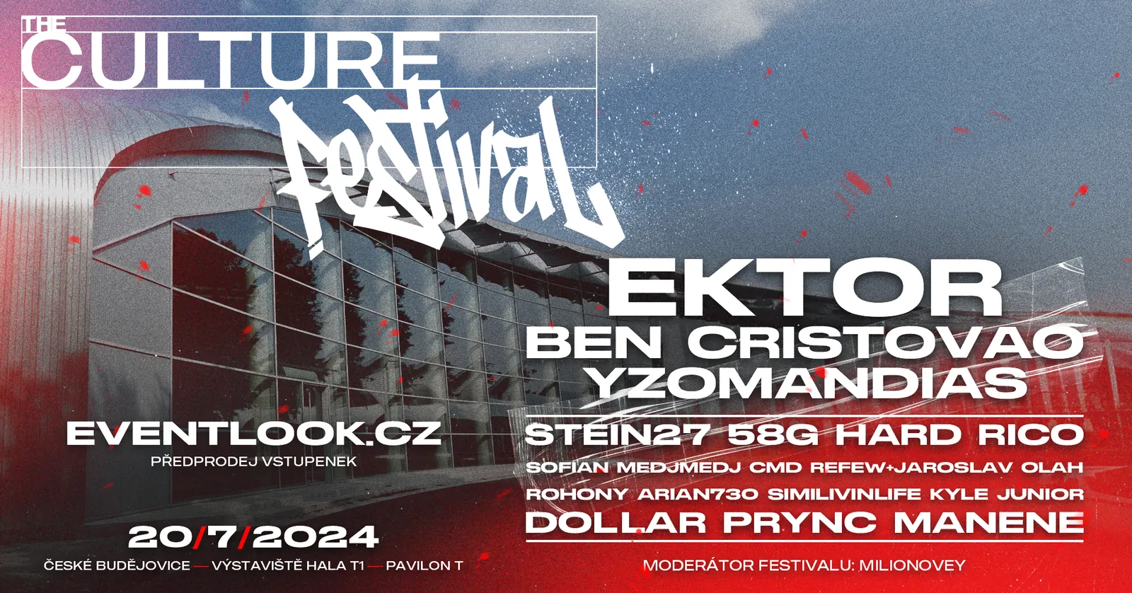 Oficiální plakát The Culture 2024 — České Budějovice — Ektor, Ben Cristovao, Yzomandias, STEIN27, 58G, Hard Rico a další